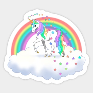 Pretty Rainbow Unicorn and Stars Sticker